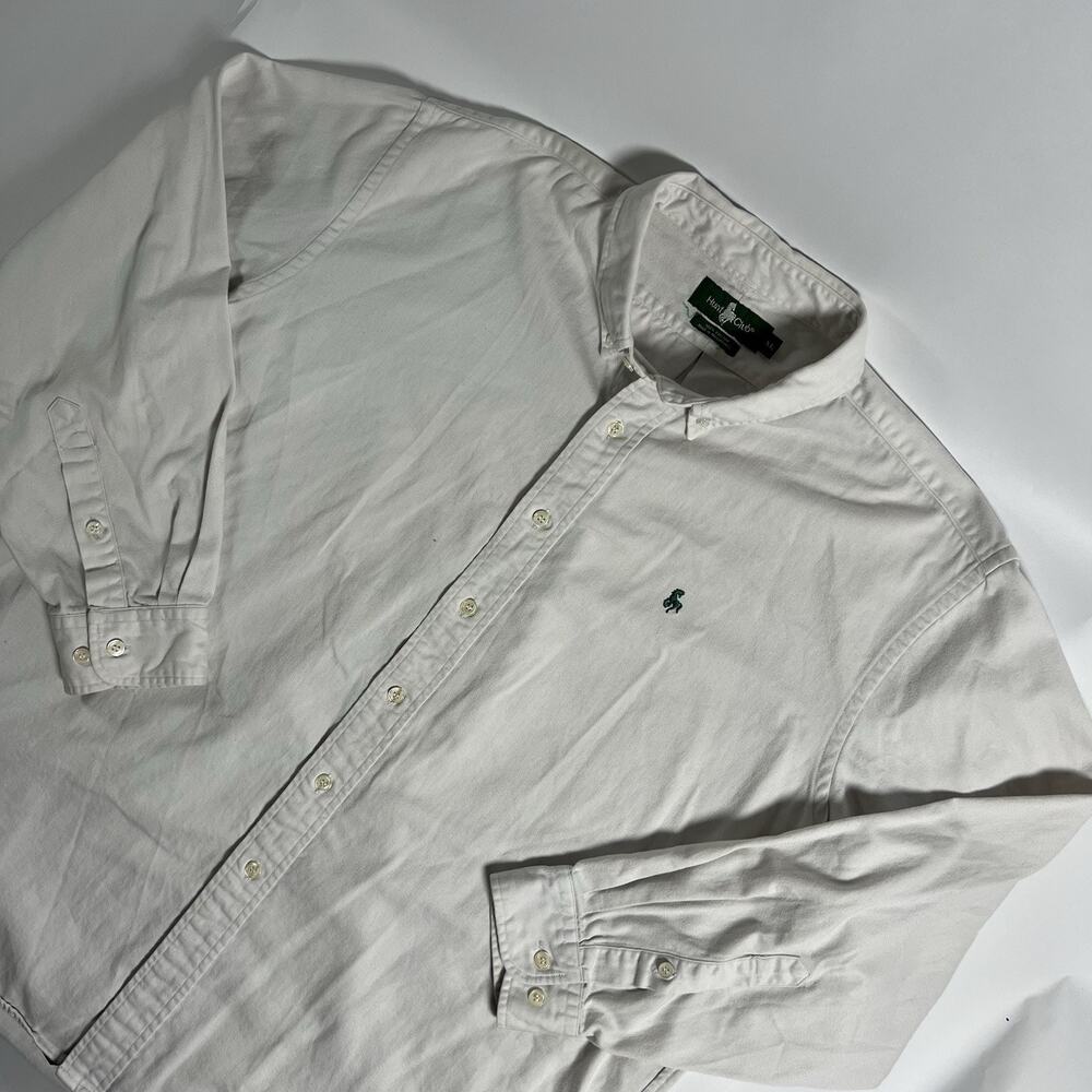 Hunt Club Men's White Solid Woven Cotton Button-Down Shirt Long Sleeve XL - Picture 2 of 9